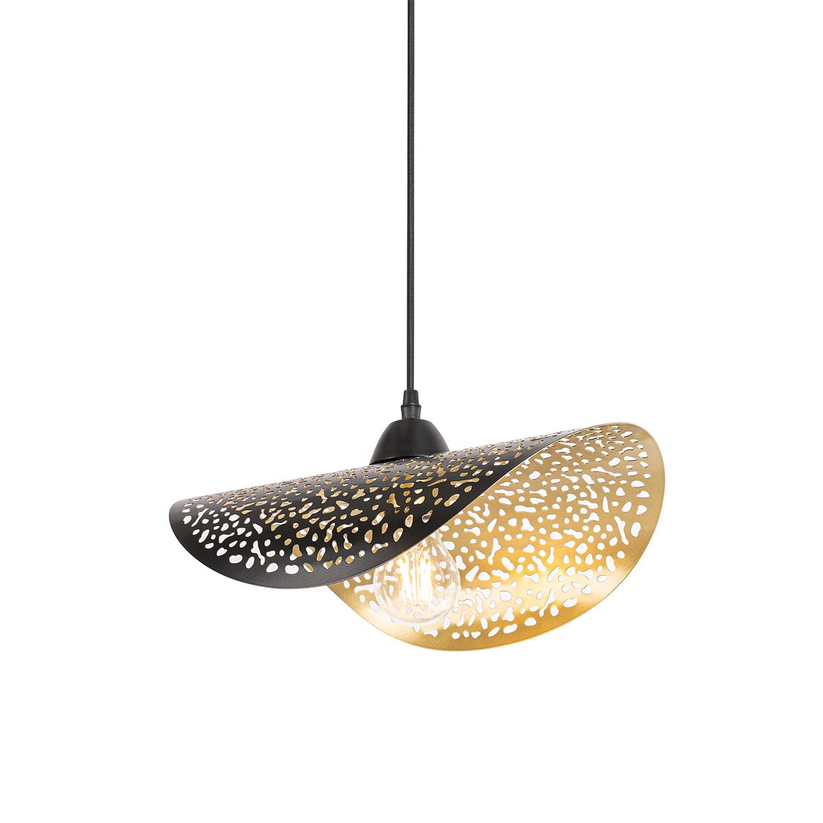 Oosterse hanglamp zwart met goud 35 cm - Japke