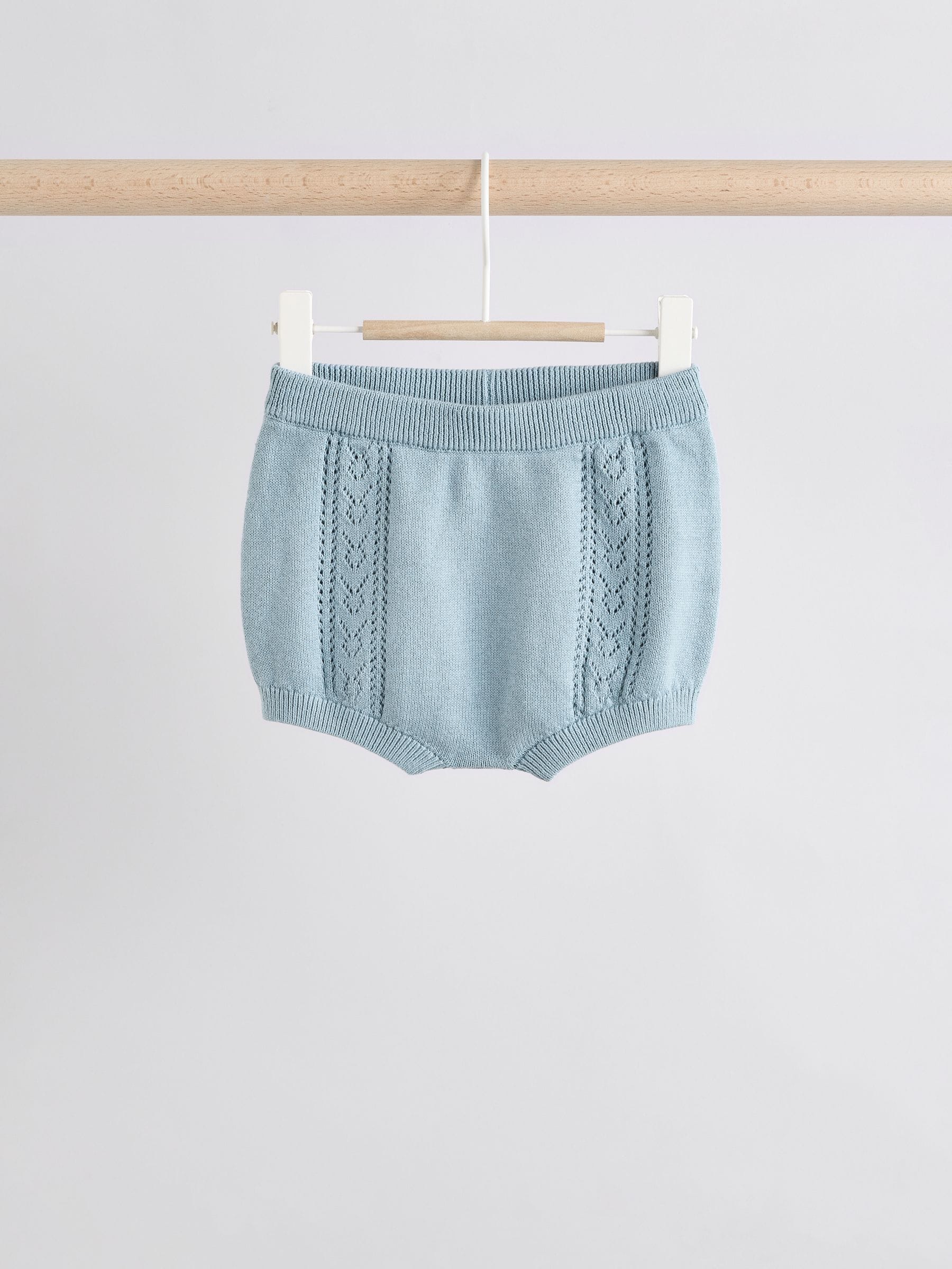 Blauw - Gebreide top- en shortset (0 mnd-2 jr)