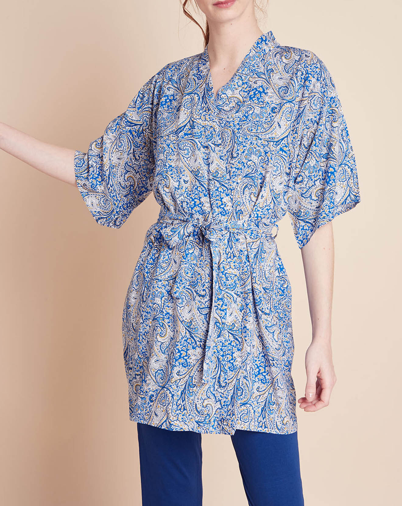 Le Chat Kimono Majorelle imprimé multicolore