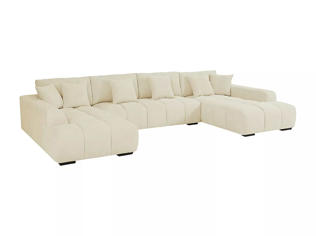 Grand canapé d'angle en tissu beige BERENIA