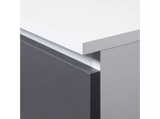 Petite Commode AKORD CL100 Blanche 100 cm 6 tiroirs façade Gris Graphite 100x35x57 cm