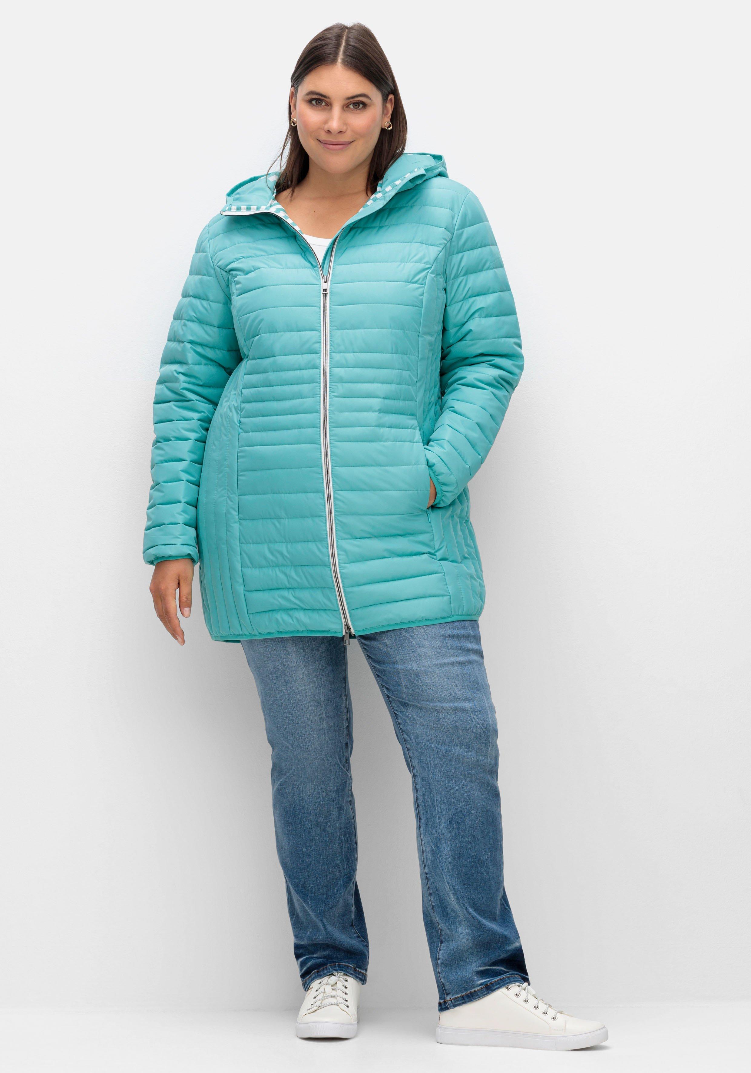 Leicht wattierte Longsteppjacke mit Kapuze