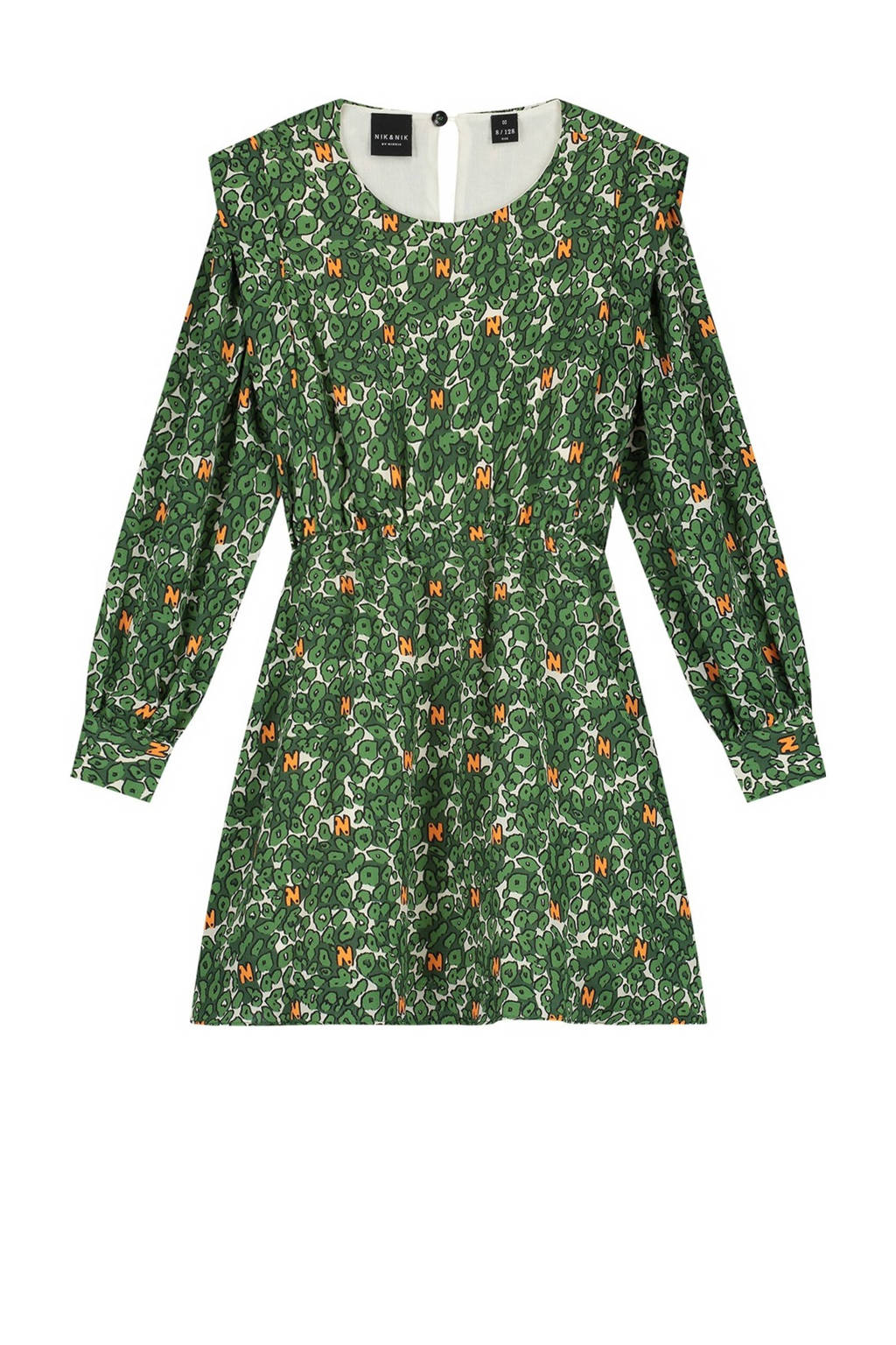 NIK&NIK jurk Winona met all over print groen/oranje