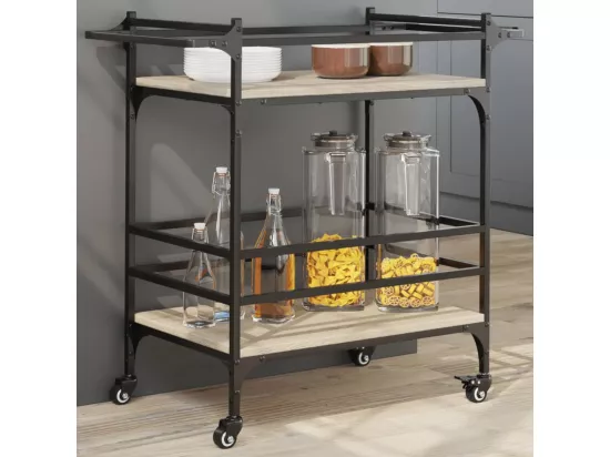 Chariot de cuisine chêne sonoma 82x40x78,5 cm bois d'ingénierie