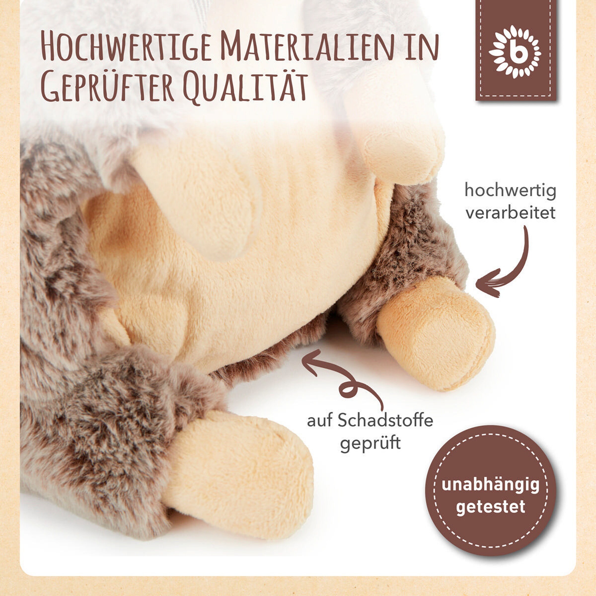 Bieco Plüsch Kuscheltier Igel mit Magneten - ab Geburt Braun