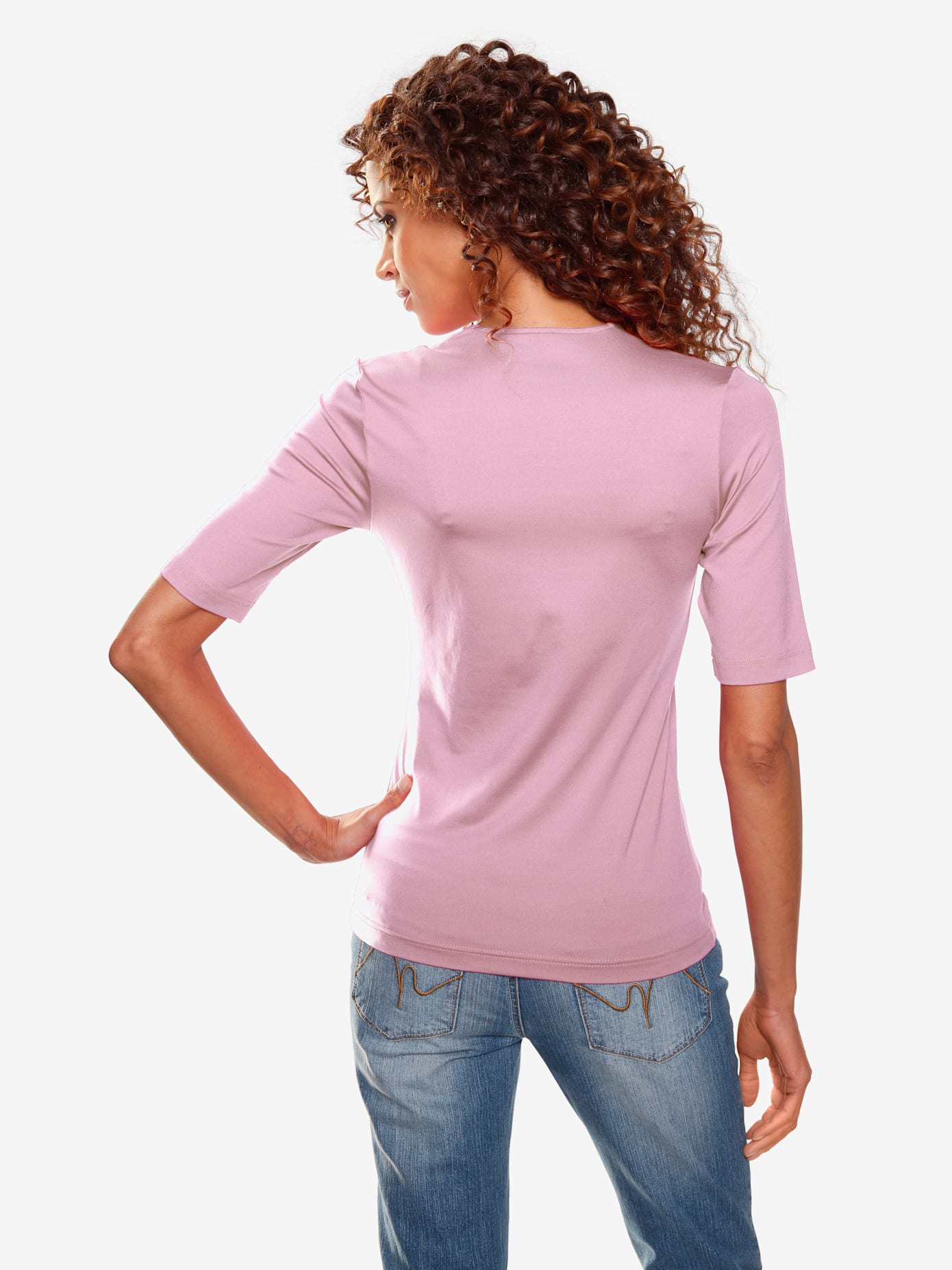 T-shirt en v manches mi-longues et encolure en v féminine