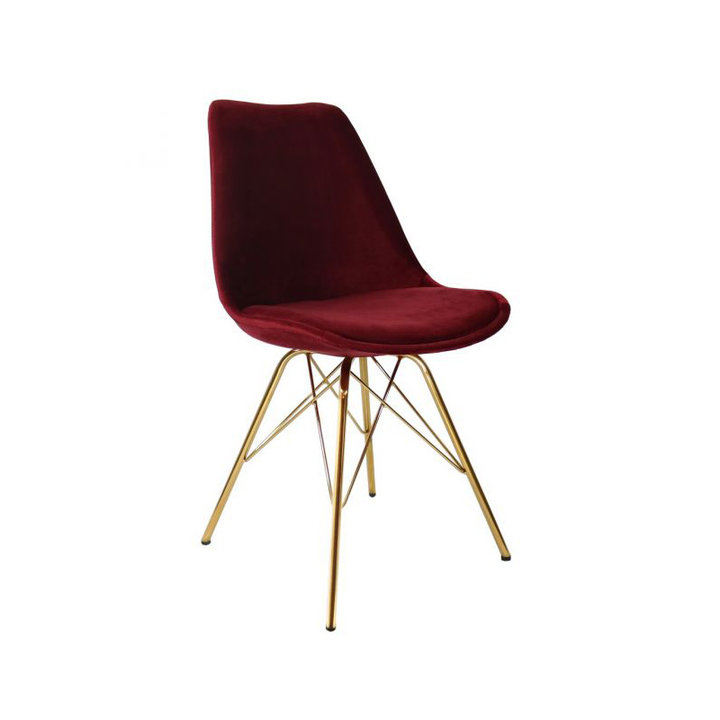 Kick collection - Stoel Velvet Rood - Goud frame
