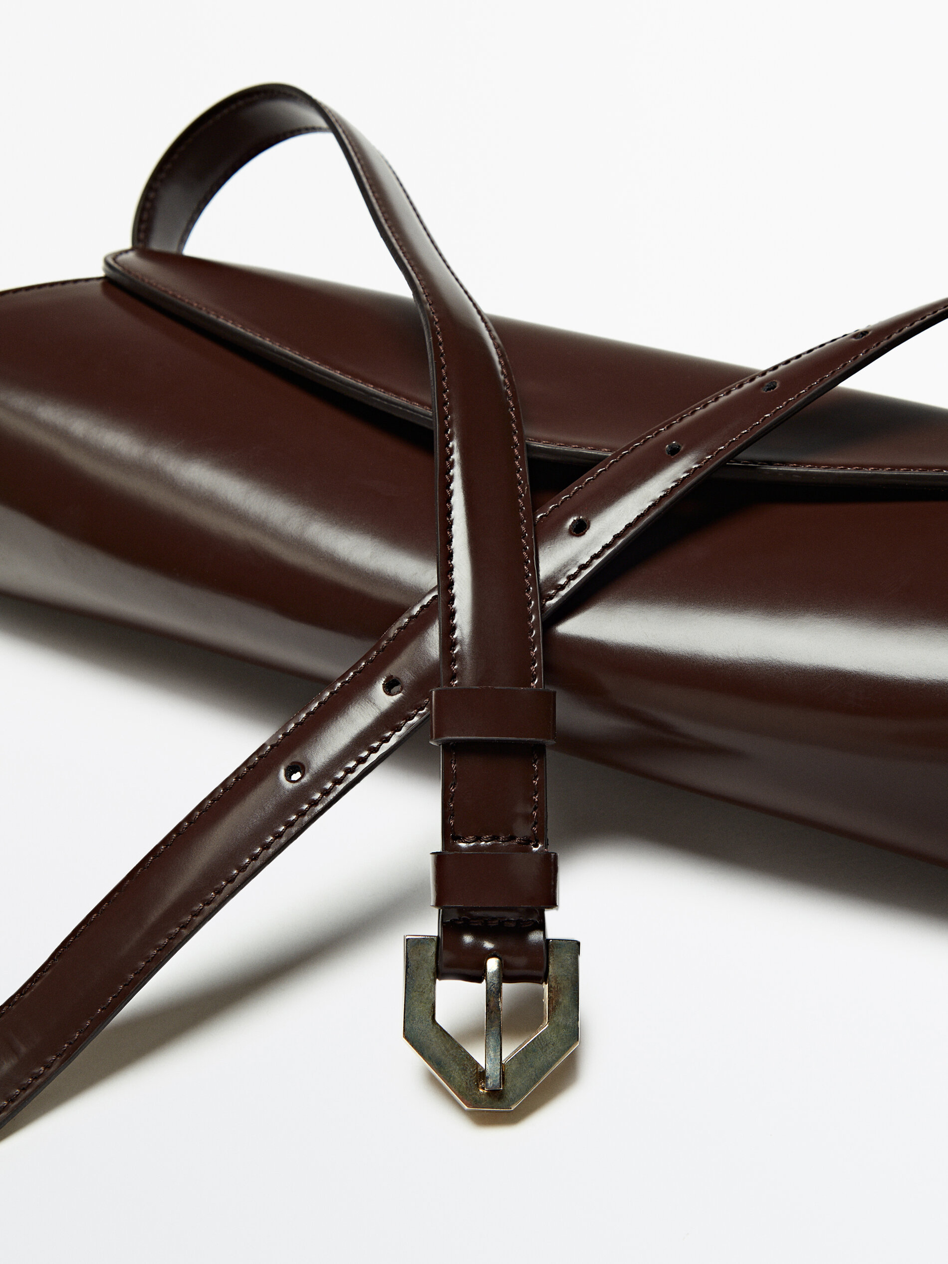 Bolsa de couro com alça removível de edição limitada - MARROM
