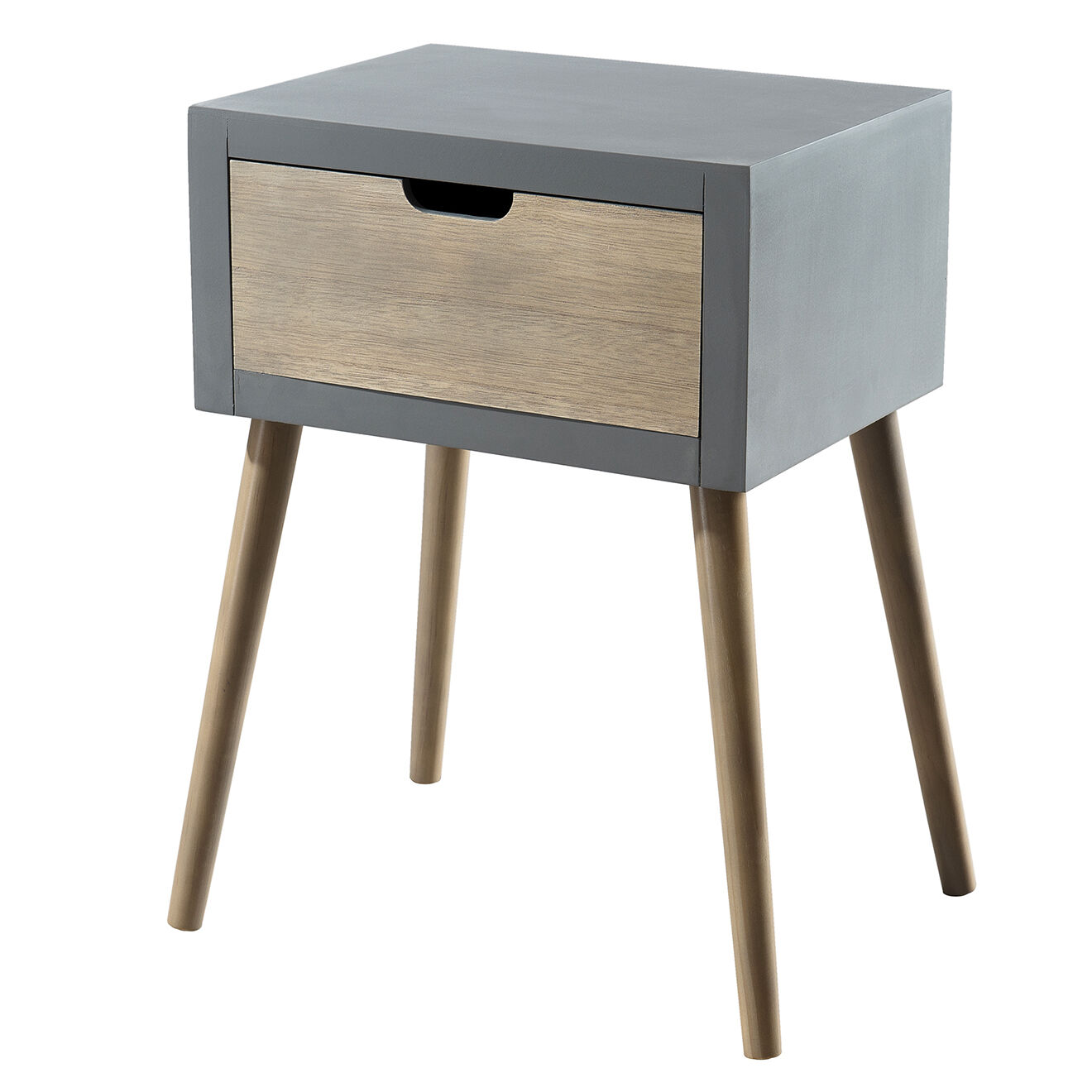 Macabane Table de chevet 1 tiroir Lorenzo gris - 40x30x57 cm