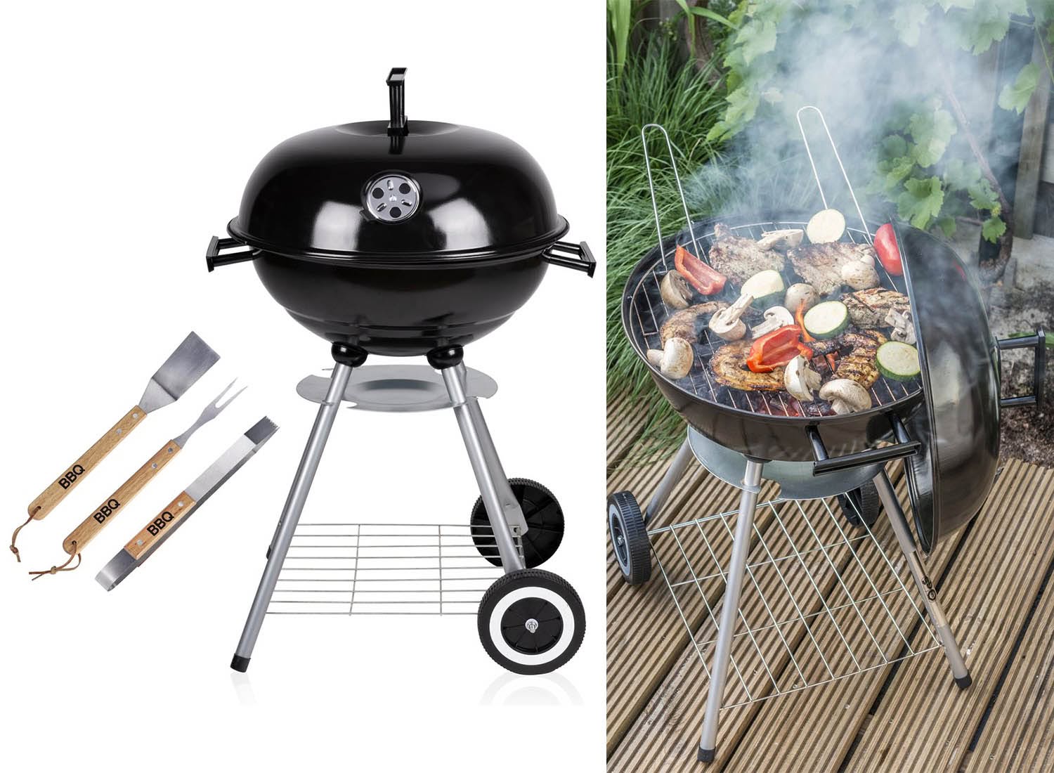 Lone Star Ø45 cm kogelbarbecue met deksel en asopvangbak