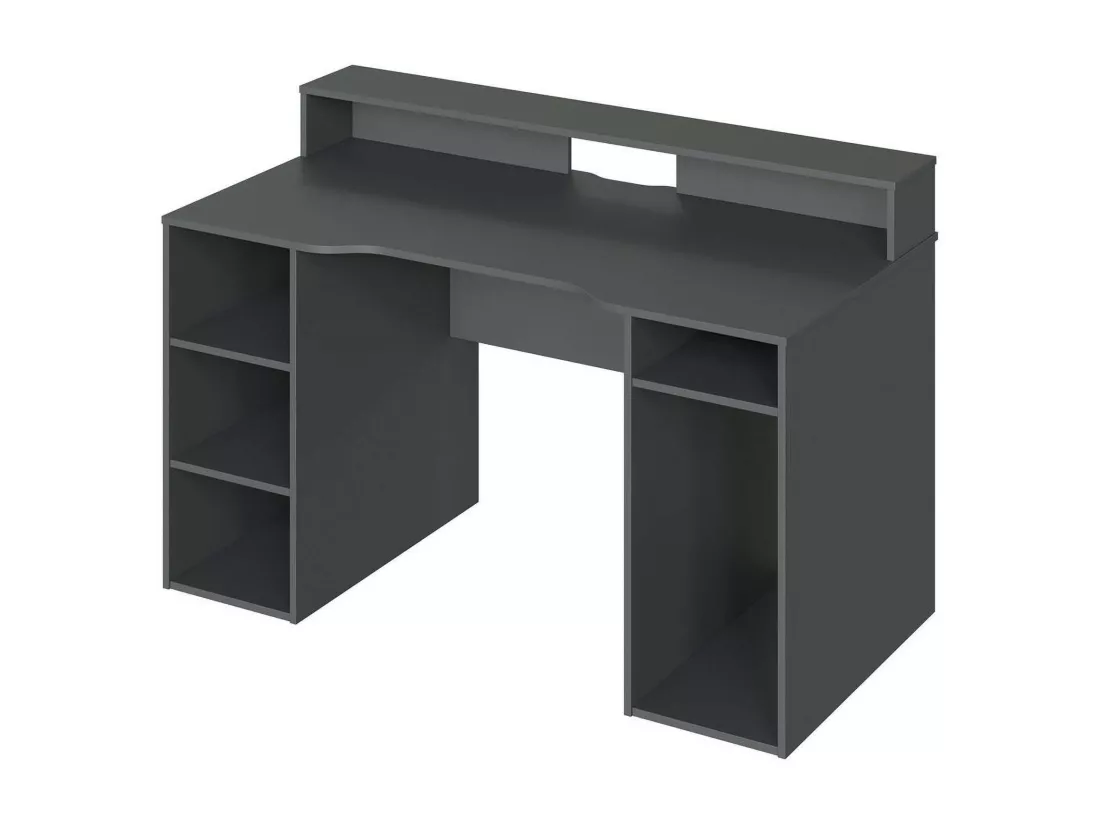Bureau Dlucum, Bureau de jeu multifonction moderne, Table d'étude pour PC et support CD, Table d'étude avec étagères, 136x67h88 cm, Anthracite