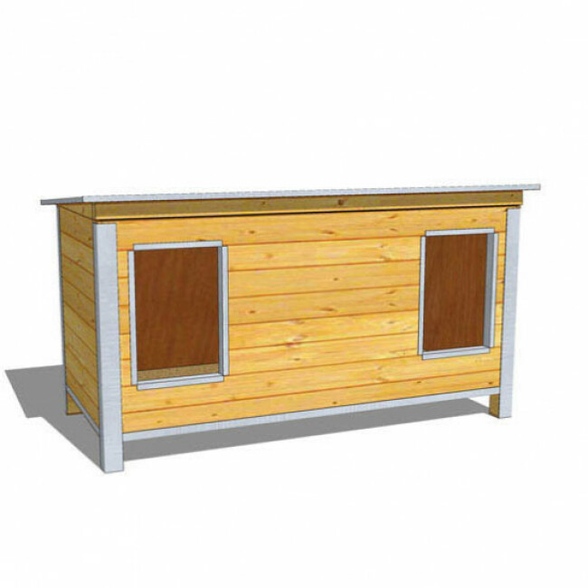 Niche isolée en bois pour chien avec toit simple pan incliné
