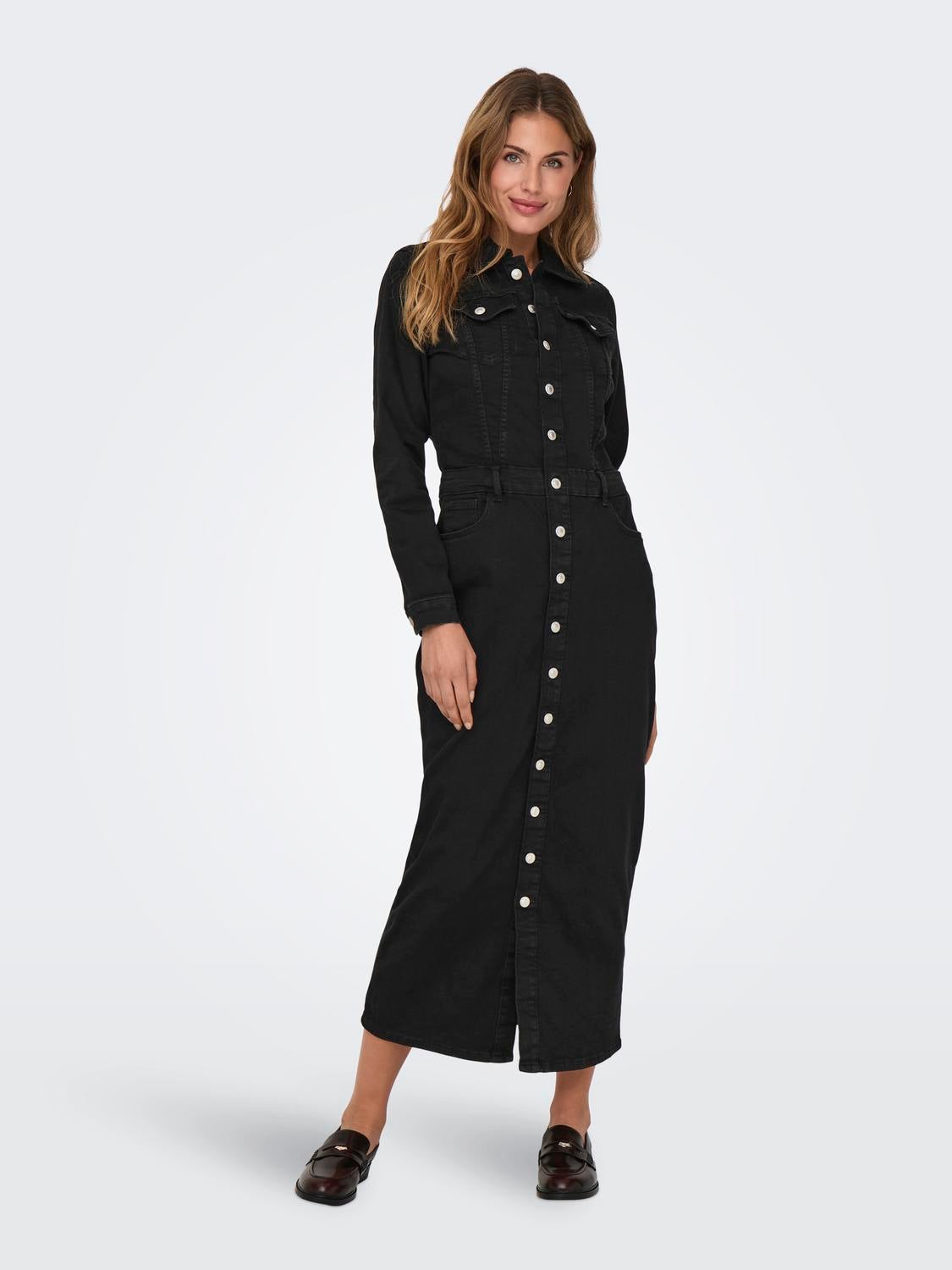 ONLELLEN Langes Kleid Washed Black