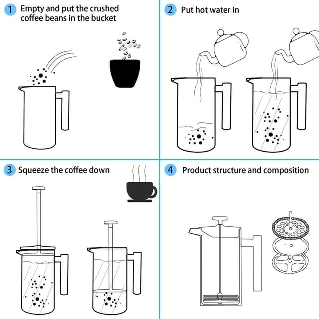 Kaffekande 1 liter Kaffemaskine Trykkande Kaffepresse