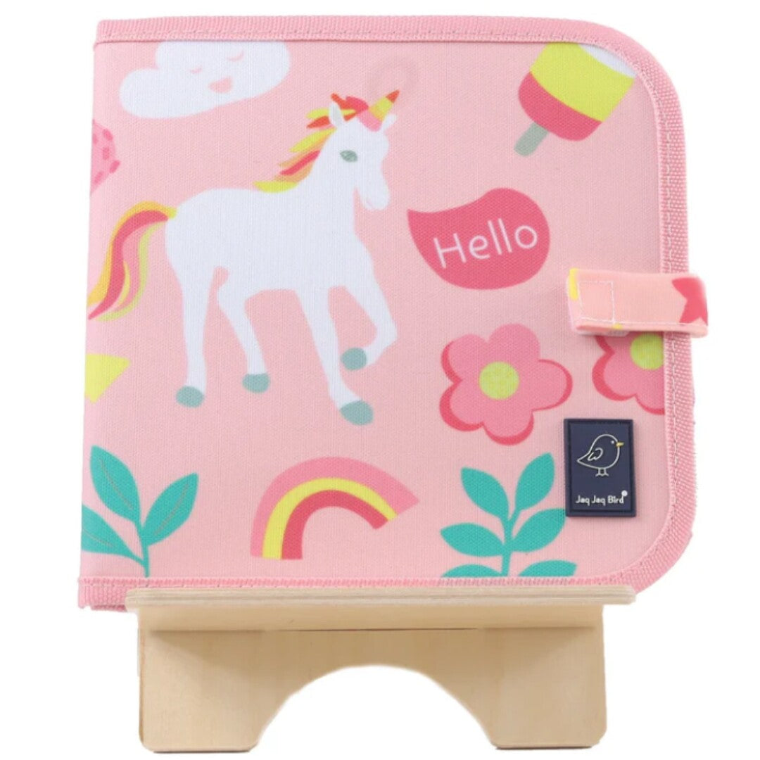 Jaq jaq bird uitwisbaar krijtboek - unicorn and hearts