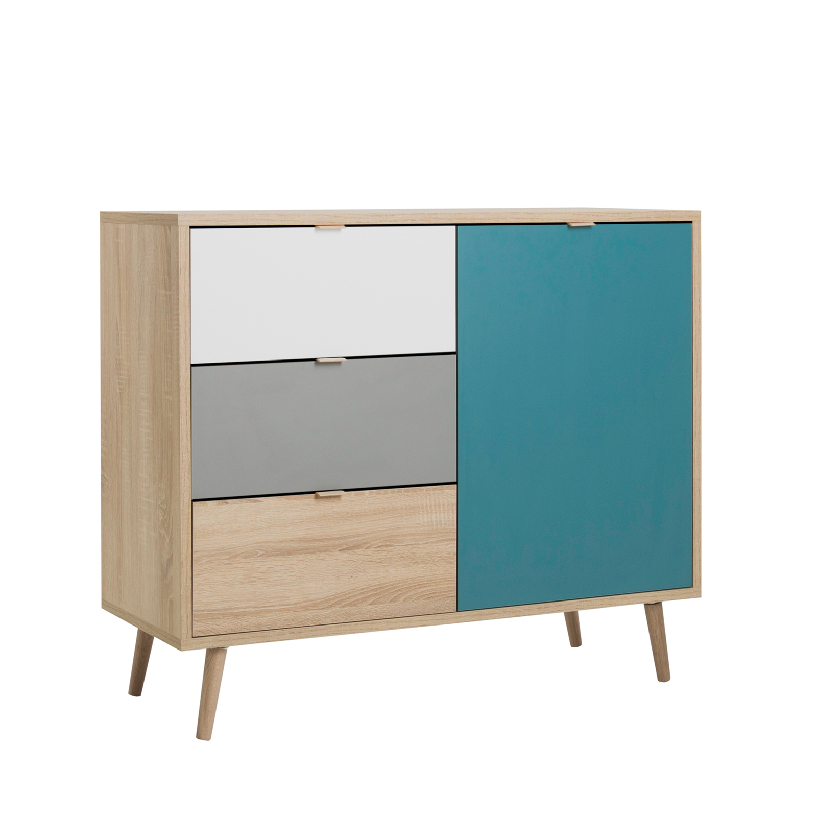 Kommode CUBA - Sonoma Eiche - tricolor- 103 cm breit