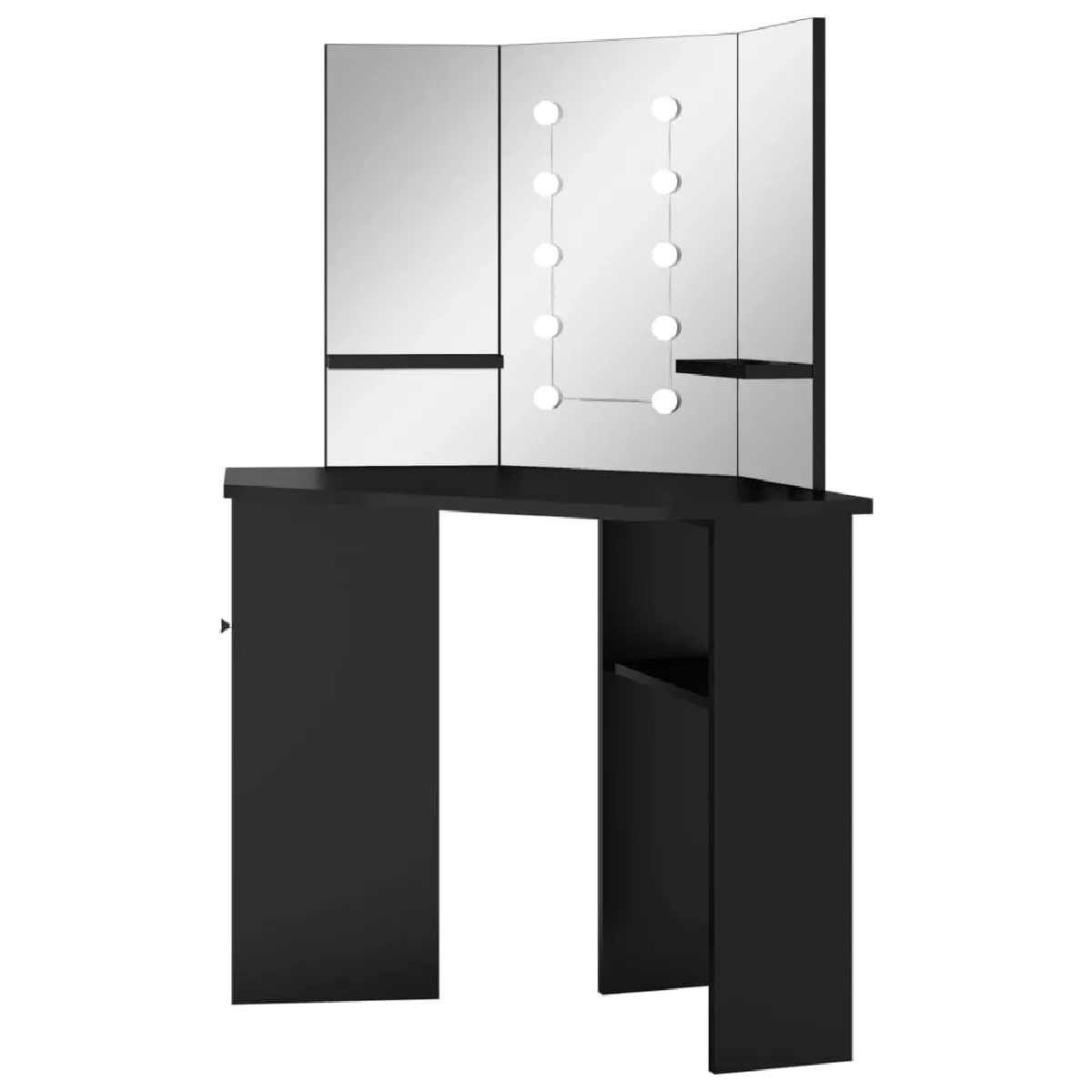Helloshop26 Coiffeuse d'angle avec led - Noir