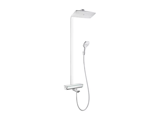 Colonne bain douche thermostatique HANSGROHE Raindance E 360 chromé + tablette AddStoris