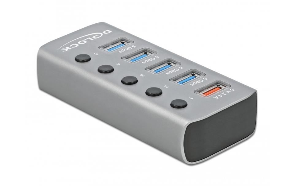 USB-Hub 63262 USB 3.0 - 4x USB-A / 1x LadeanschlussUSB-Hub mit einzeln aktivierbaren Anschlüssen