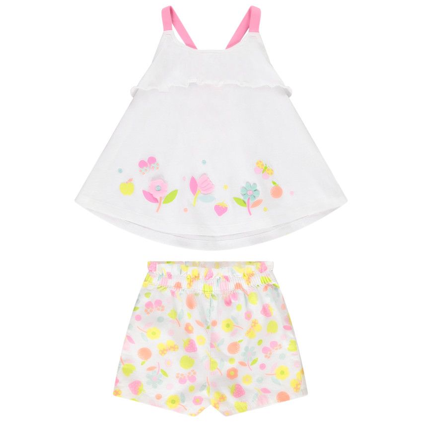 Ensemble 2 pièces avec short imprimé pour bébé fille - Blanc