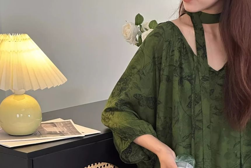 GOUB - Pyjamajurk met 3/4-mouwen en bloemenprint