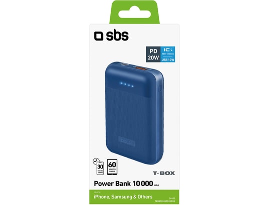SBS - Batterie externe Batterie Power Delivery 20 W, 10 000 mAh bleu