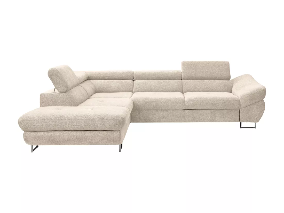 Canapé d'angle gauche convertible en tissu texturé beige DALIAS