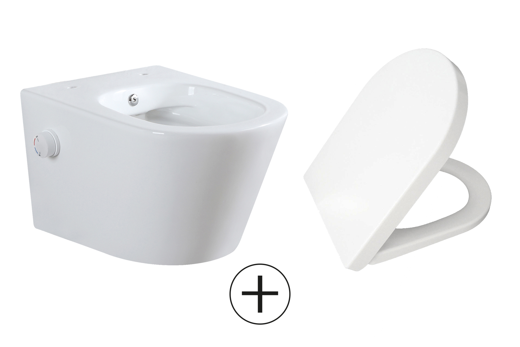 Mueller Afesta randloos toiletpot met bidetsproeier warm/koud en softclose zitting wit glans