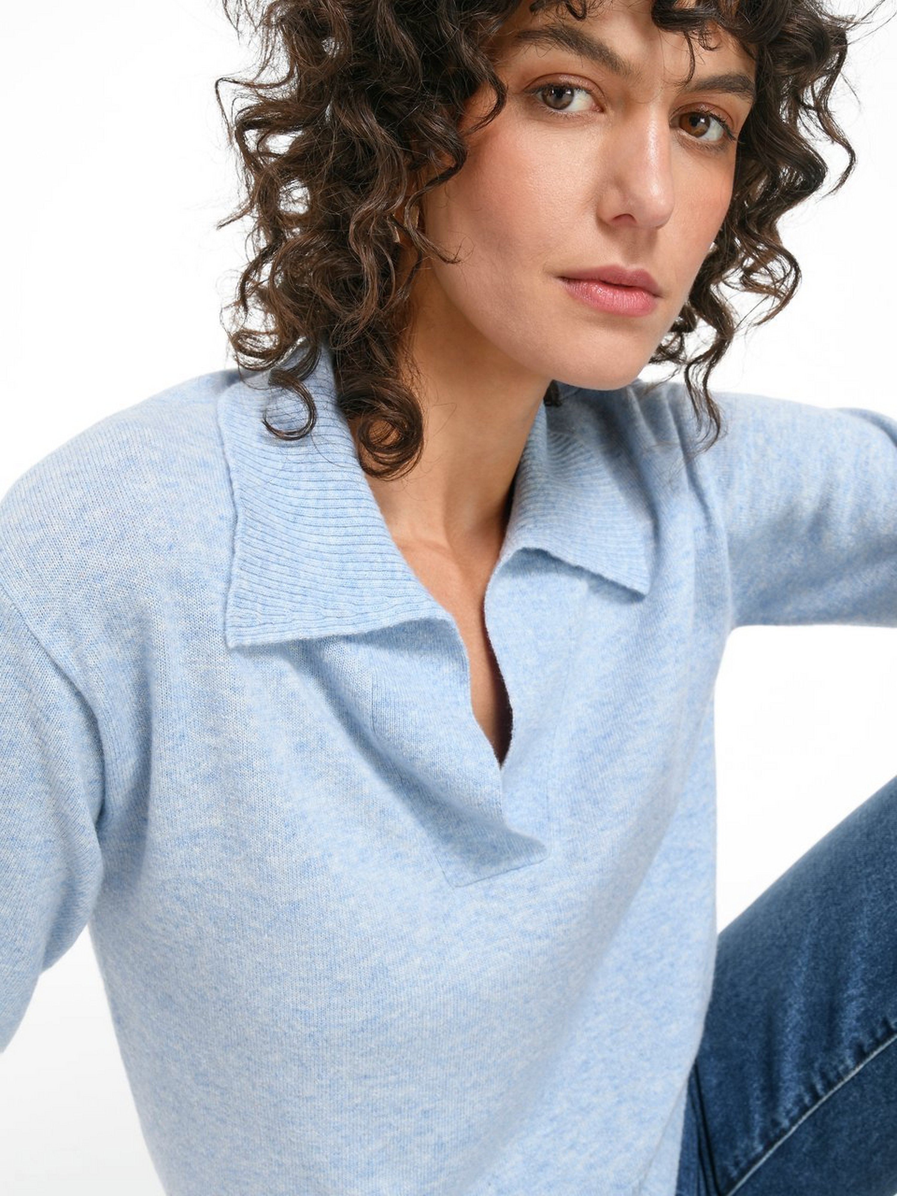 Polo-Pullover mit 3/4-Arm