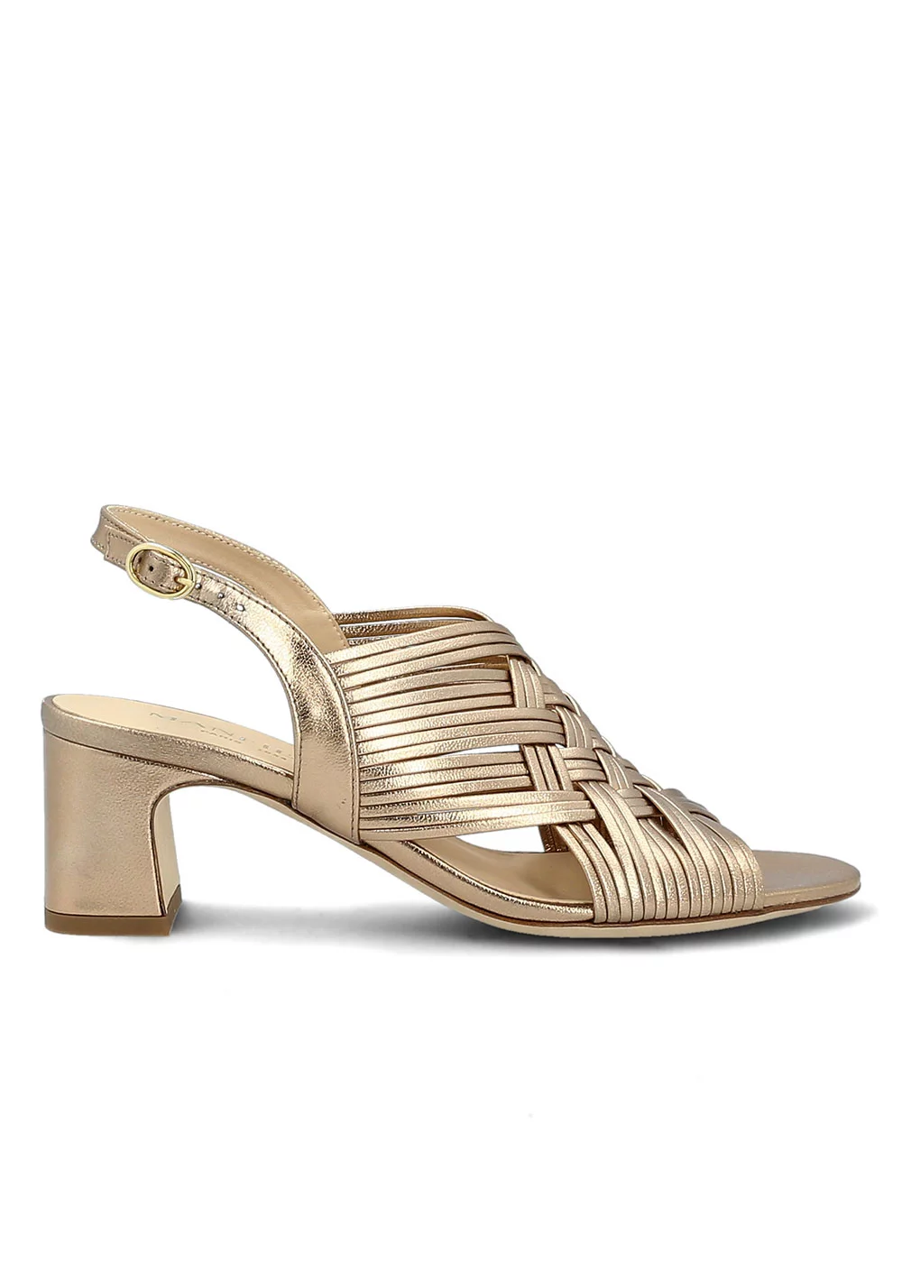 SANDALE FERRARE CUIR PLATINE
