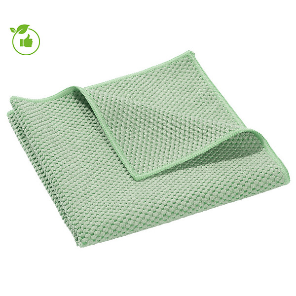 Lavettes microfibres recyclées vertes, lot de 5