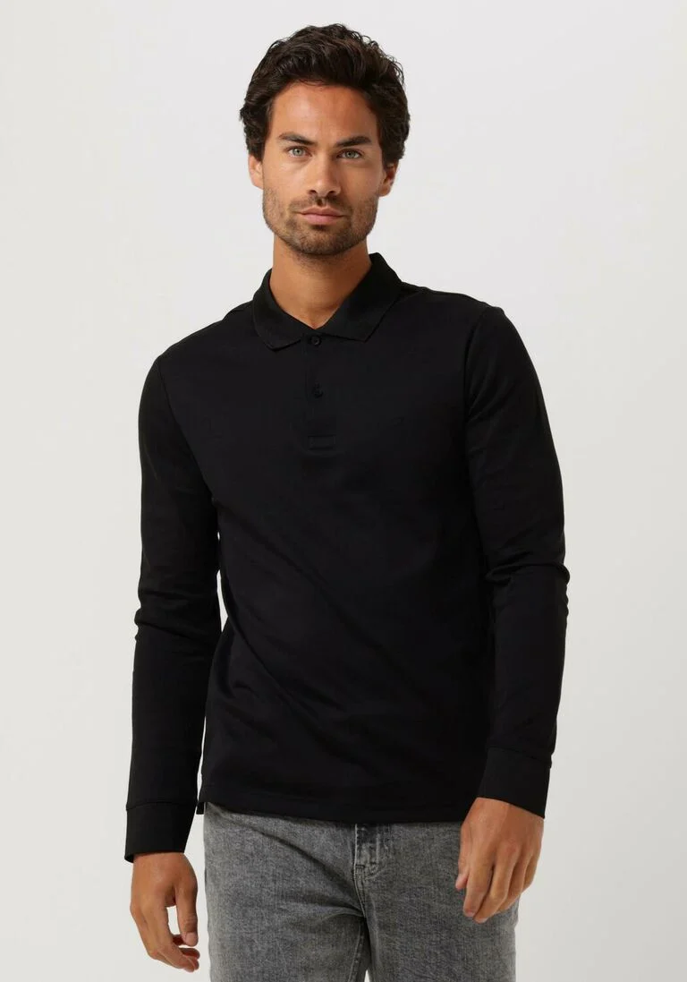 CALVIN KLEIN zwarte calvin klein polo smooth cotton slim ls polo