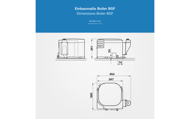 Truma Boiler Gas BGF Warmwasserboiler mit flexibler Abgasrohrführung