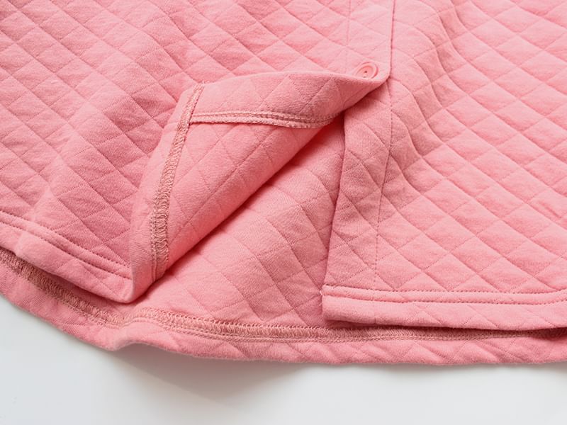 Dogini - Bijpassende pyjamaset voor koppels: effen gewatteerd overhemd met knoopjes + broek met middelhoge taille