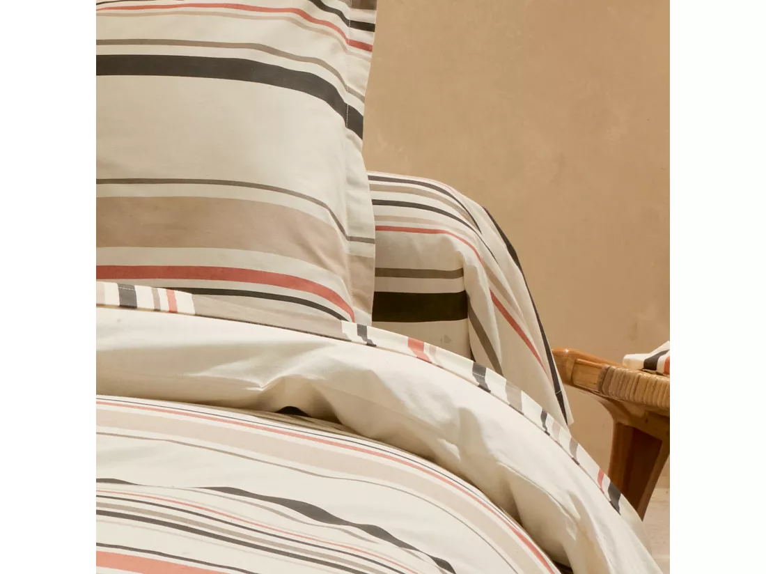 Taie de traversin 200x43 cm coton HUGO beige/corail