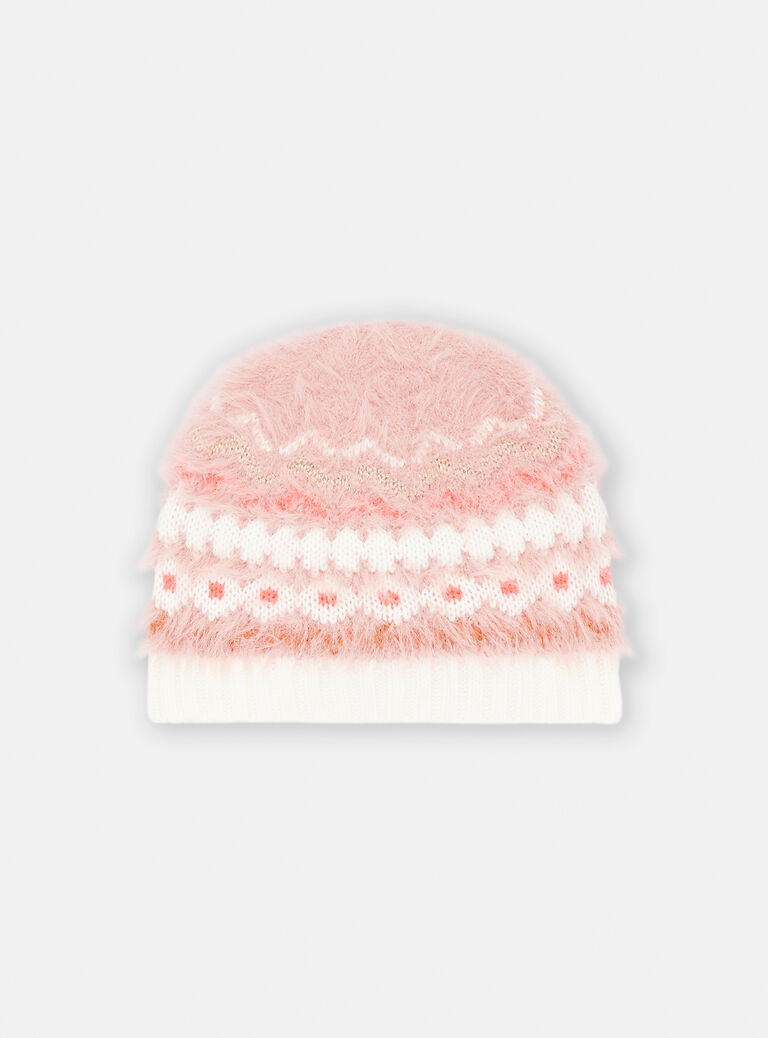 Bonnet rose à motif jacquard pour fille