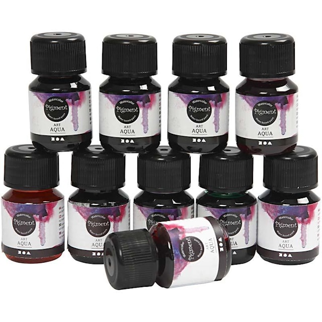 Flytende Akvarellmaling, ass. farger, 10x30 ml/ 1 pk.
