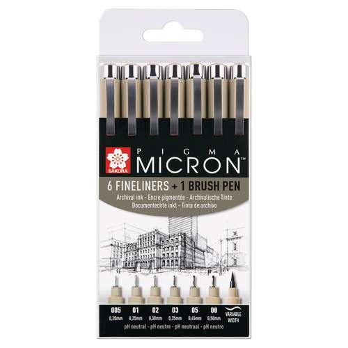 SAKURA® PIGMA MICRON™ 6 Fineliner   Brush pen