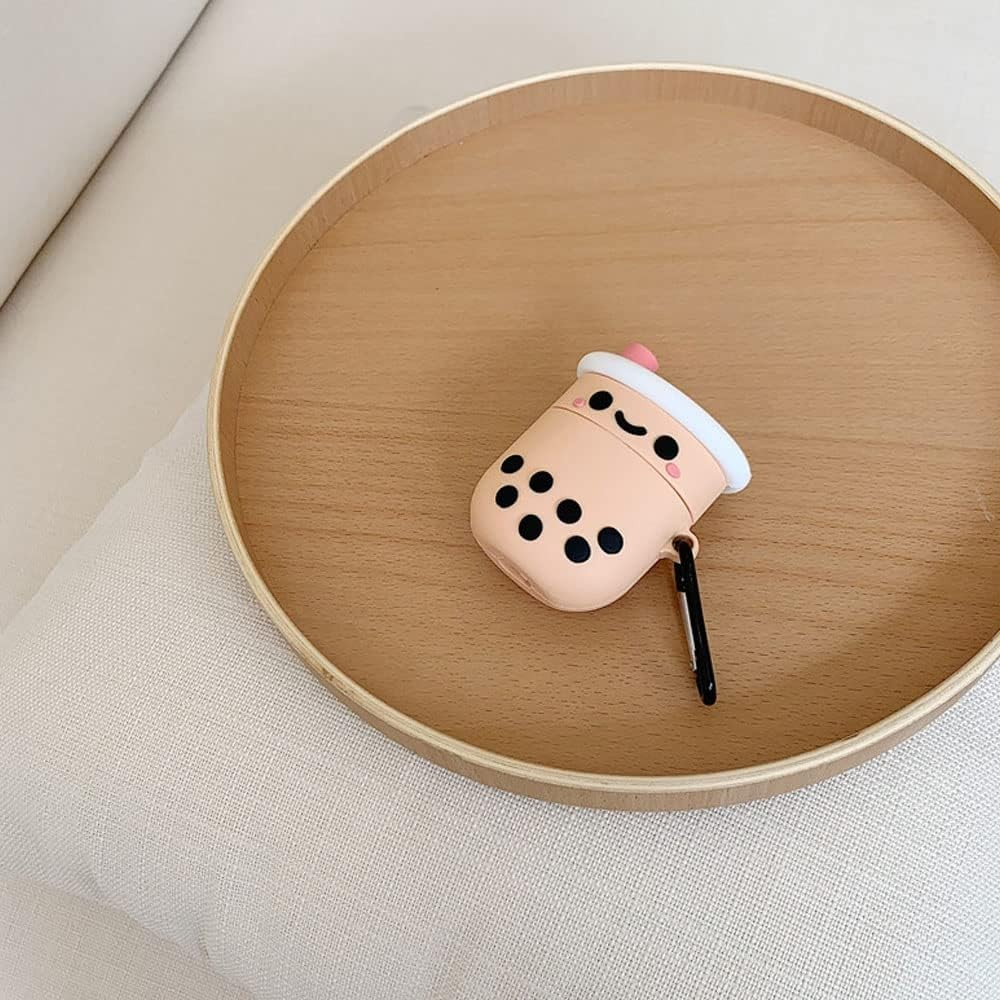AirPods (1. & 2. Generation) Silikon Schutzhülle Abdeckung mit Karabinerhaken - Bubble Tea