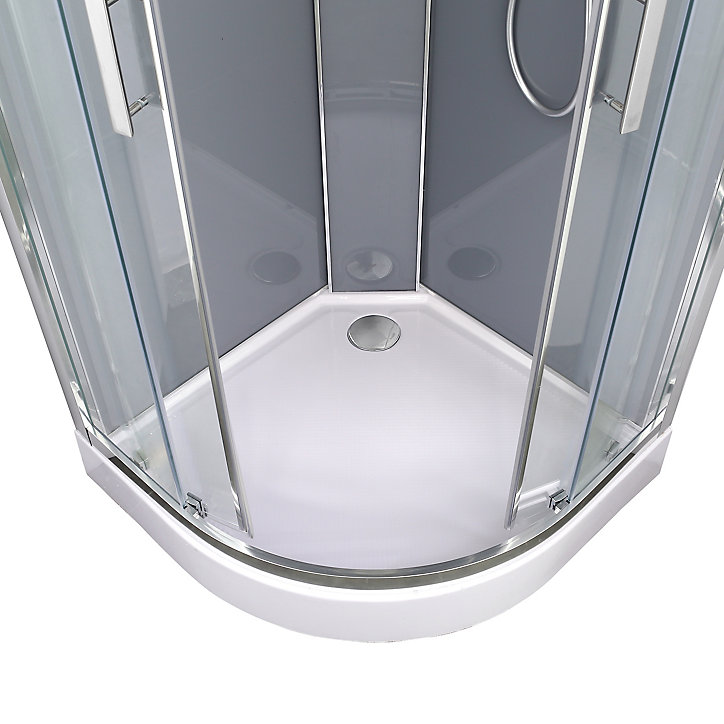 Cabine de douche hydromassante circulaire chromé GoodHome Beloya 90 x 90 cm