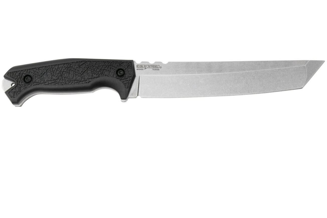 Cold Steel Standard Warcraft Tanto 13SSB, Stonewashed 4034 SS, Black GFN vaststaand mes, Lynn C Thompson design