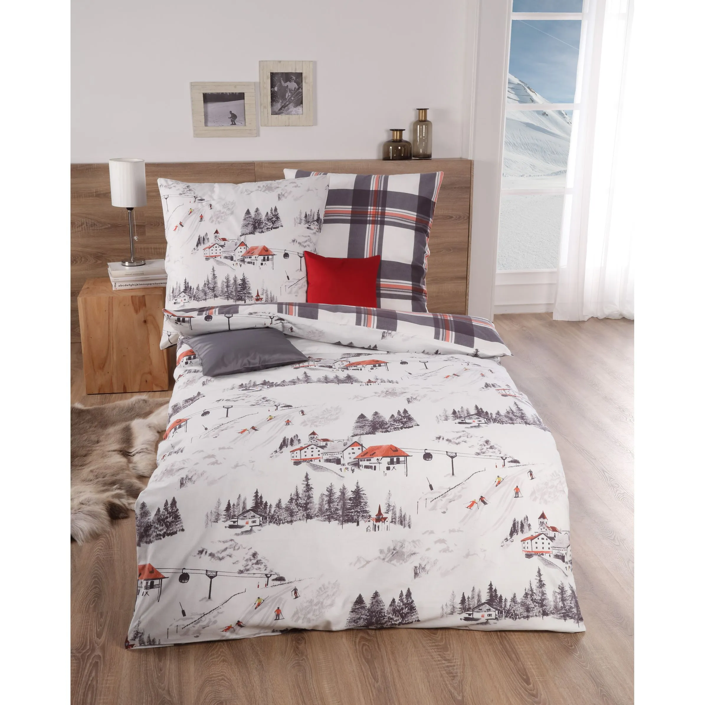 Biberbettwäsche St. Anton und Karodesign 155/220cm