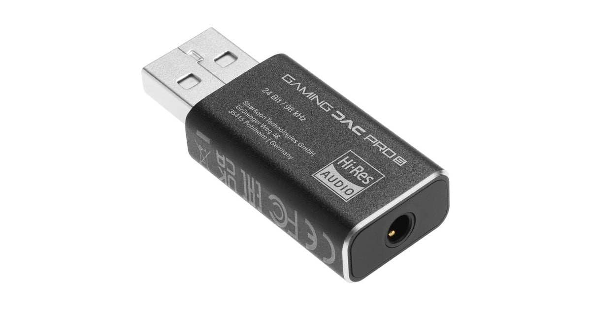 SharkoonGaming DAC Pro S geluidskaart  (Zwart, USB-A naar 3.5 mm TRRS)