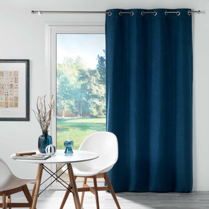 RIDEAU A OEILLETS 135X240CM UNI CHINEA BLEU