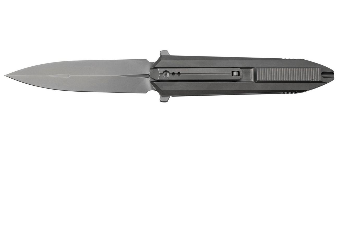 WE Knife Diatomic WE22032-2 Gray Bead Blasted Titanium, Gray Bead Blasted Single Edge zakmes