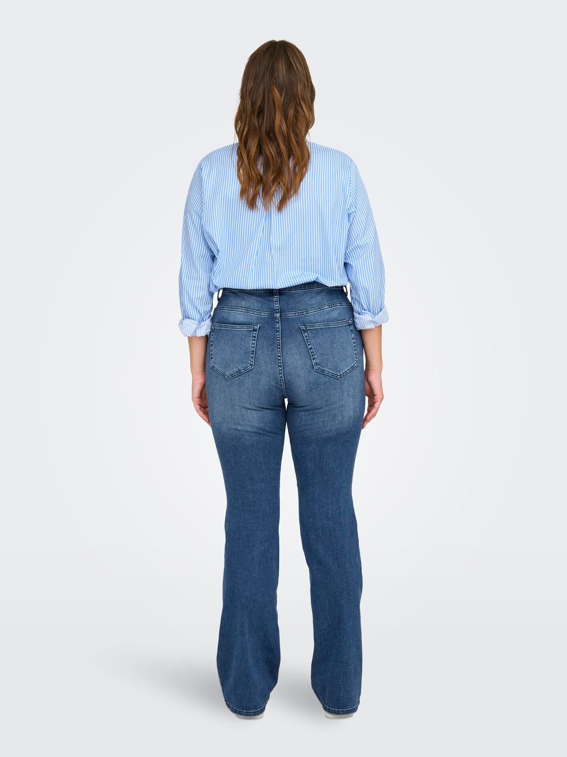 CARWILLY Mittlere Taille Ausgestellt Jeans Medium Blue Denim
