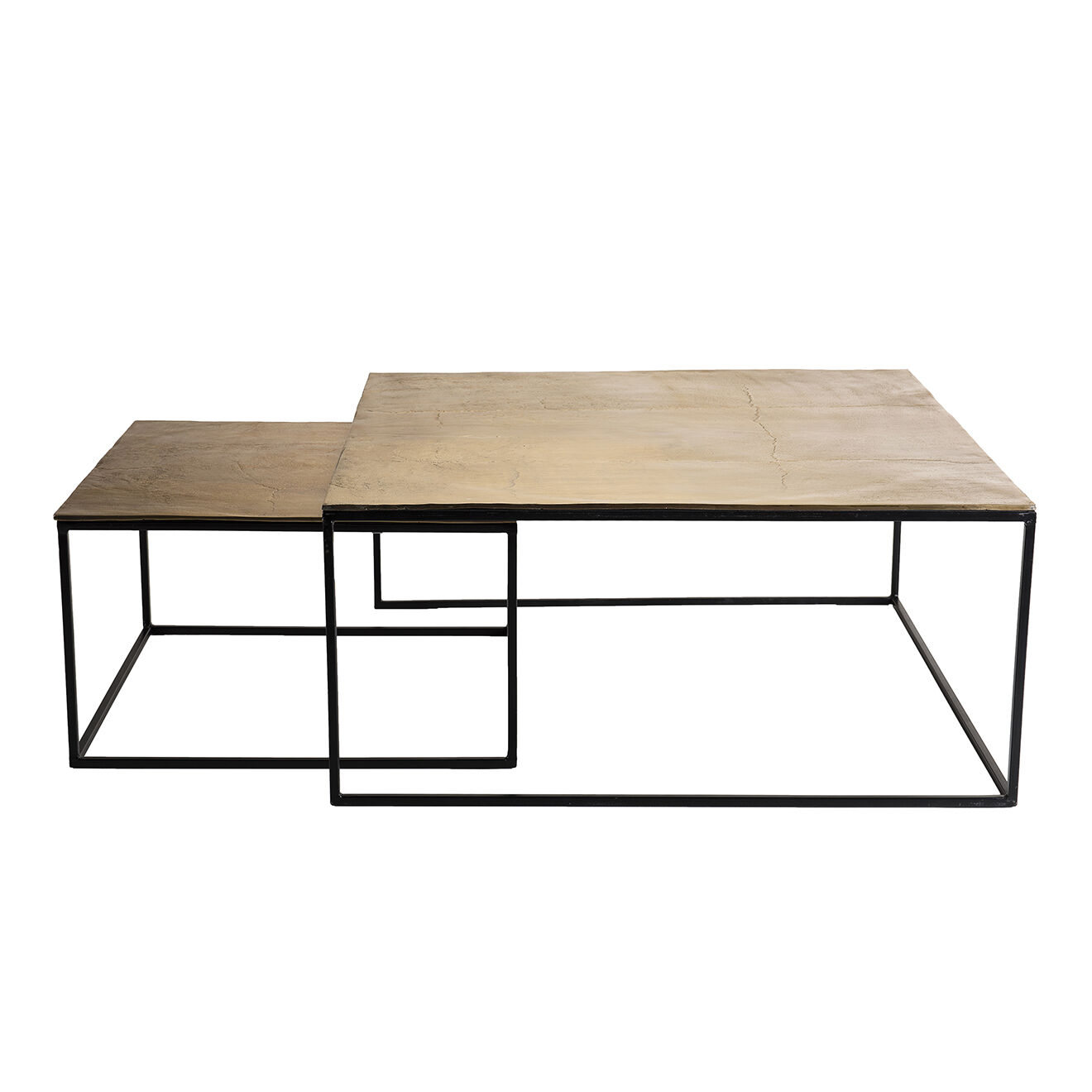 Macabane 2 Tables gigognes carrées Jonas dorées - 89x89x40 cm