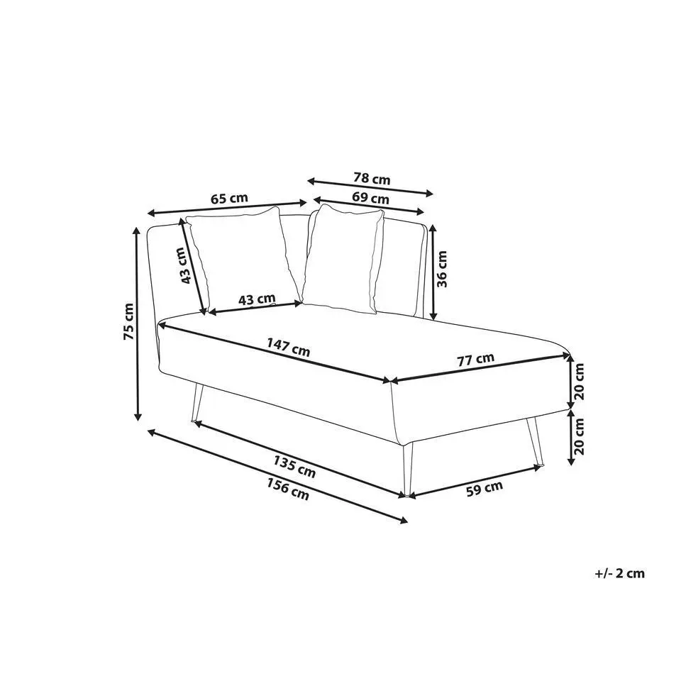 RIOM - Chaise longue - Wit - Linkszijdig - Stof