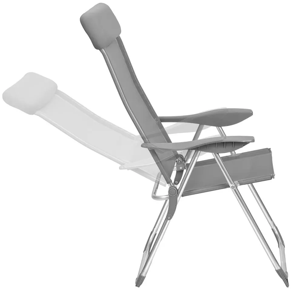 tectake 4 aluminium tuinstoel inklapbaar met hoofdsteun, Grijs