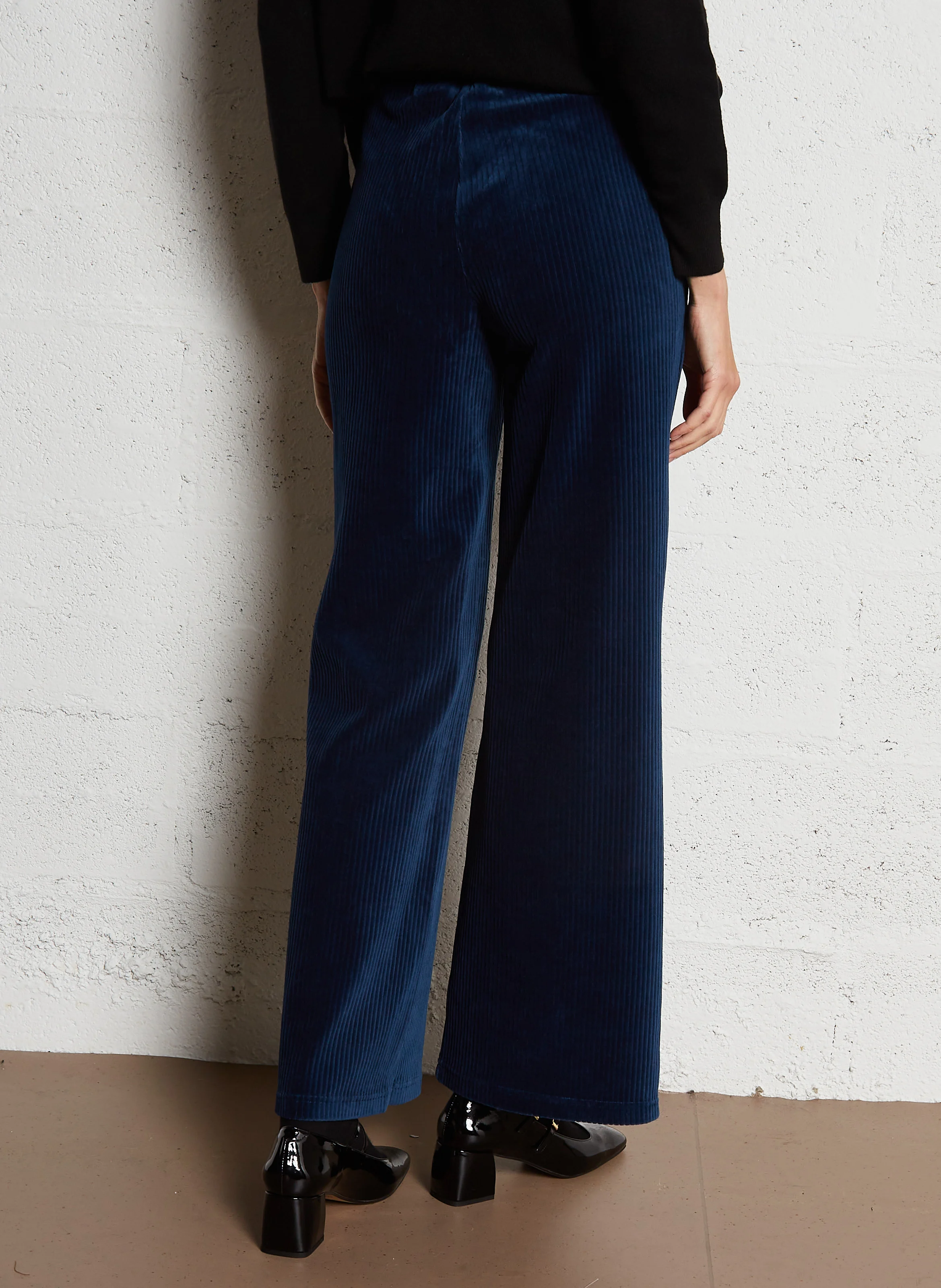 Pantalon flare en coton mélangé | Bleu